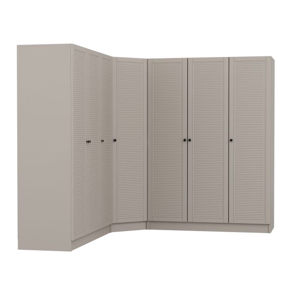 Kale 7 Kapaklı 4 Çekmeceli Köşe Dolap Kumtaşı Mebran Panjur