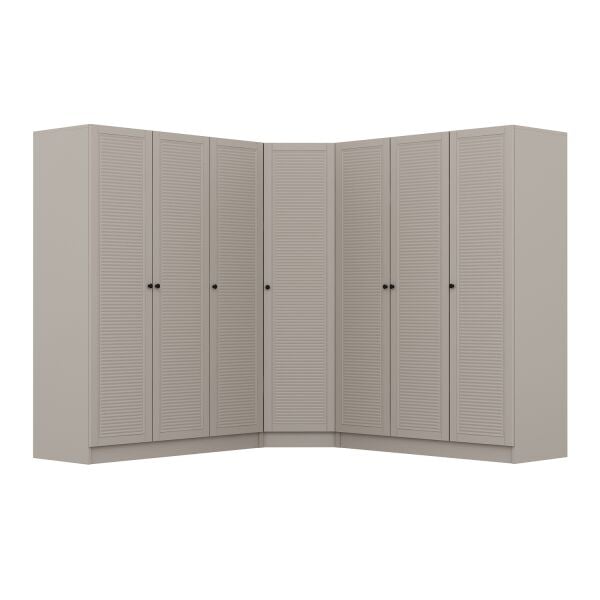 Kale 7 Kapaklı 4 Çekmeceli Köşe Dolap Kumtaşı Mebran Panjur