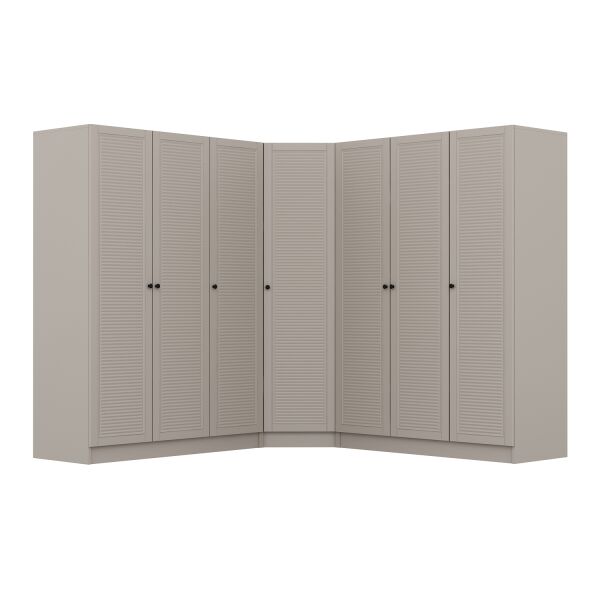 Kale 7 Kapaklı 4 Çekmeceli Köşe Dolap Kumtaşı Mebran Panjur