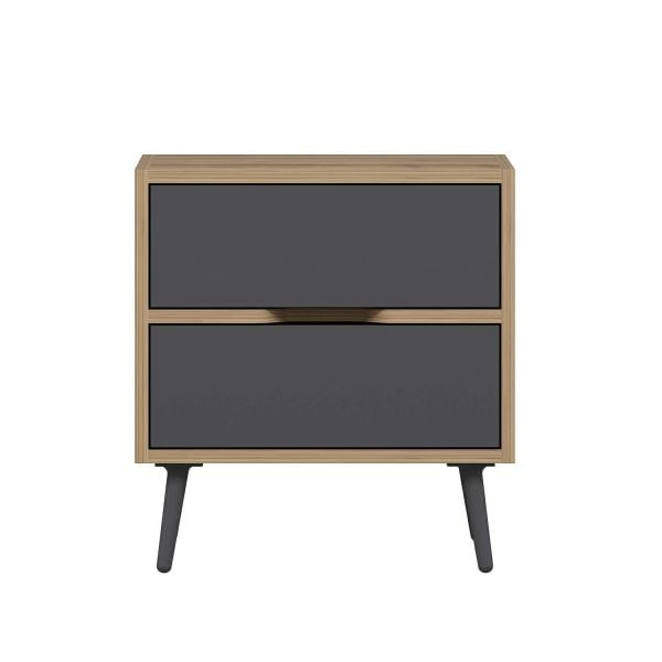 Elina Ayaklı 2 Çekmeceli Komodin - Dore/Antrasit