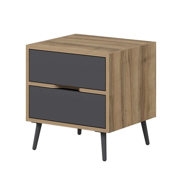 Elina Ayaklı 2 Çekmeceli Komodin - Dore/Antrasit