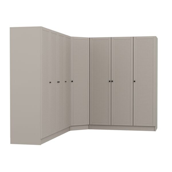 Kale 8 Kapaklı 4 Çekmeceli Köşe Dolap Kumtaşı Mebran Panjur