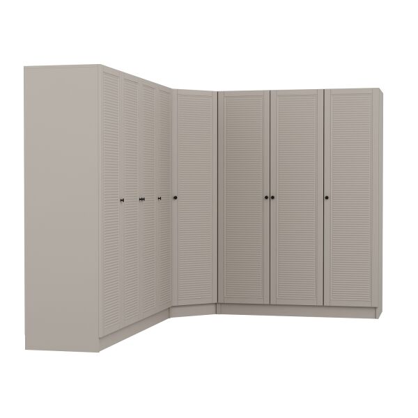 Kale 8 Kapaklı 4 Çekmeceli Köşe Dolap Kumtaşı Mebran Panjur