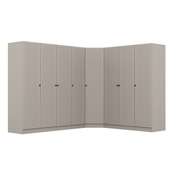 Kale 8 Kapaklı 4 Çekmeceli Köşe Dolap Kumtaşı Mebran Panjur