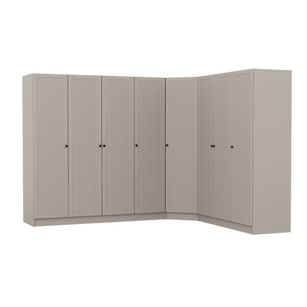 Kale 8 Kapaklı 4 Çekmeceli Köşe Dolap Kumtaşı Mebran Panjur