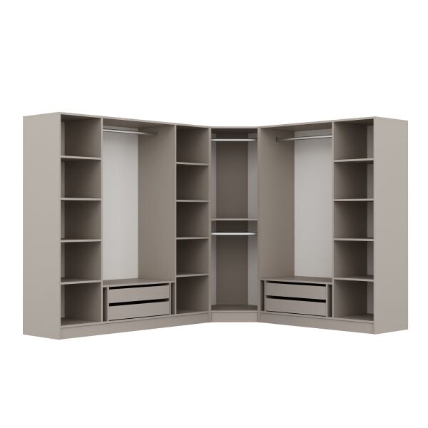 Kale 8 Kapaklı 4 Çekmeceli Köşe Dolap Kumtaşı Mebran Panjur