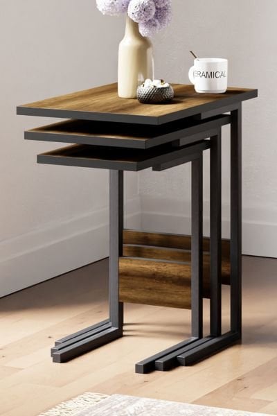 Cera Zg3 3'Lü Eko Zigon Sehpa - Barok Ceviz