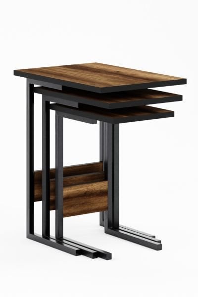 Cera Zg3 3'Lü Eko Zigon Sehpa - Barok Ceviz