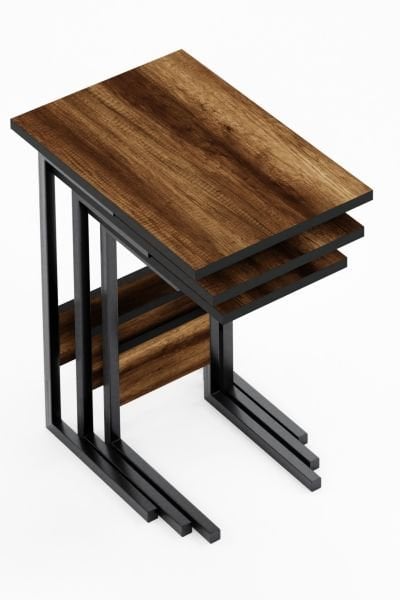 Cera Zg3 3'Lü Eko Zigon Sehpa - Barok Ceviz