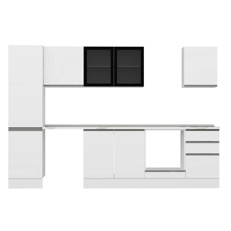 Alvinka 310X210 Cm High Gloss Mutfak Dolabı M-E90S50S50-3 High Gloss | Beyaz - Suntalam