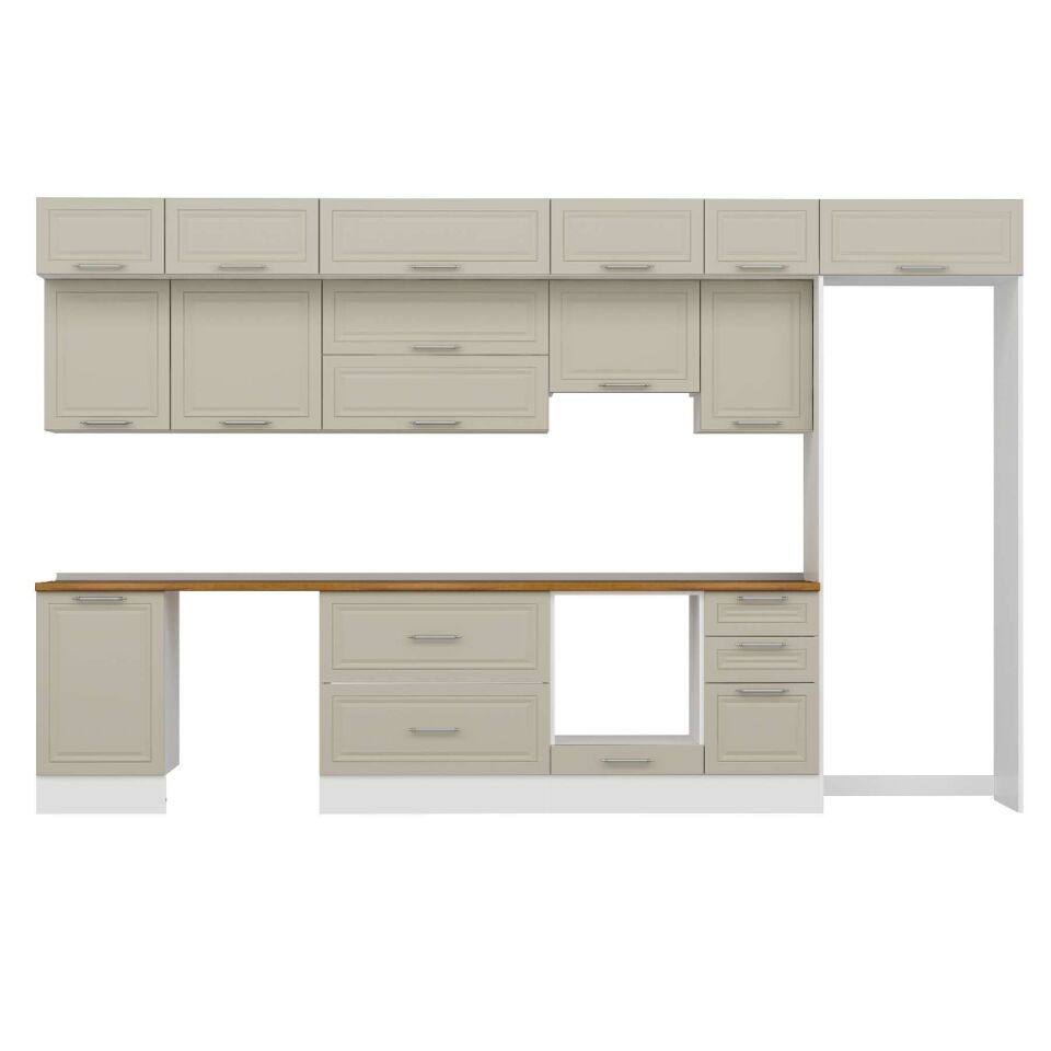 Alvinka 375X240 Cm Klasik Mebran Mutfak Dolabı Mb-E80S50S45-1 Mebran | Kumtaşı - Suntalam