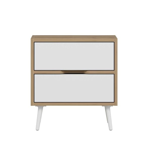 Elina Ayaklı 2 Çekmeceli Komodin - Dore/Beyaz