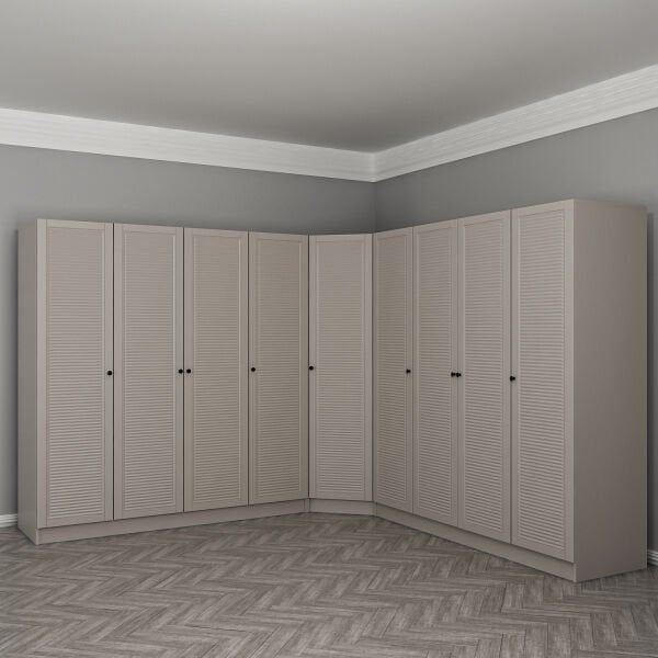 Kale 9 Kapaklı 4 Çekmeceli Köşe Dolap Kumtaşı Mebran Panjur