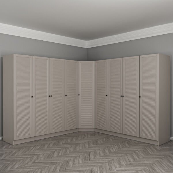 Kale 9 Kapaklı 4 Çekmeceli Köşe Dolap Kumtaşı Mebran Panjur