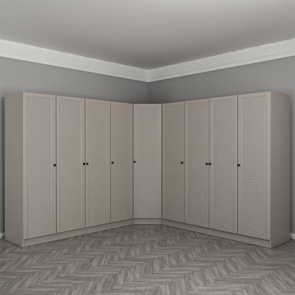 Kale 9 Kapaklı 4 Çekmeceli Köşe Dolap Kumtaşı Mebran Panjur