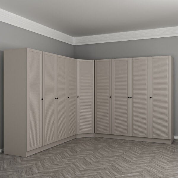 Kale 9 Kapaklı 4 Çekmeceli Köşe Dolap Kumtaşı Mebran Panjur