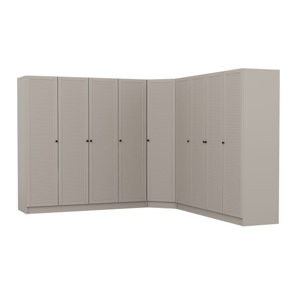 Kale 9 Kapaklı 4 Çekmeceli Köşe Dolap Kumtaşı Mebran Panjur