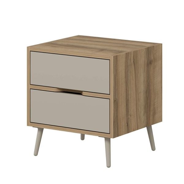 Elina Ayaklı 2 Çekmeceli Komodin - Dore/Kumtaşı