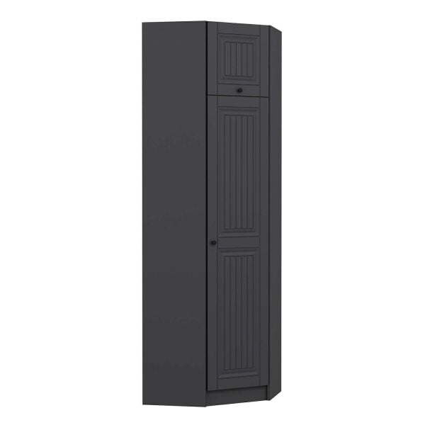 Kale 1 Kapaklı Köşe Dolap + Yüklük Antrasit Mebran İlkbahar 255CM