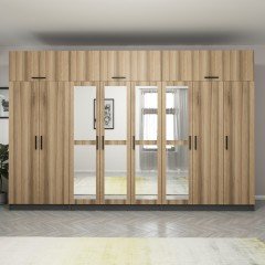 Minar Kale 8 Kapaklı 4 Aynalı 4 Ç Dolap Ve Yüklük Antrasit Dore