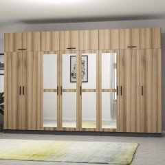 Minar Kale 8 Kapaklı 4 Aynalı 4 Ç Dolap Ve Yüklük Antrasit Dore