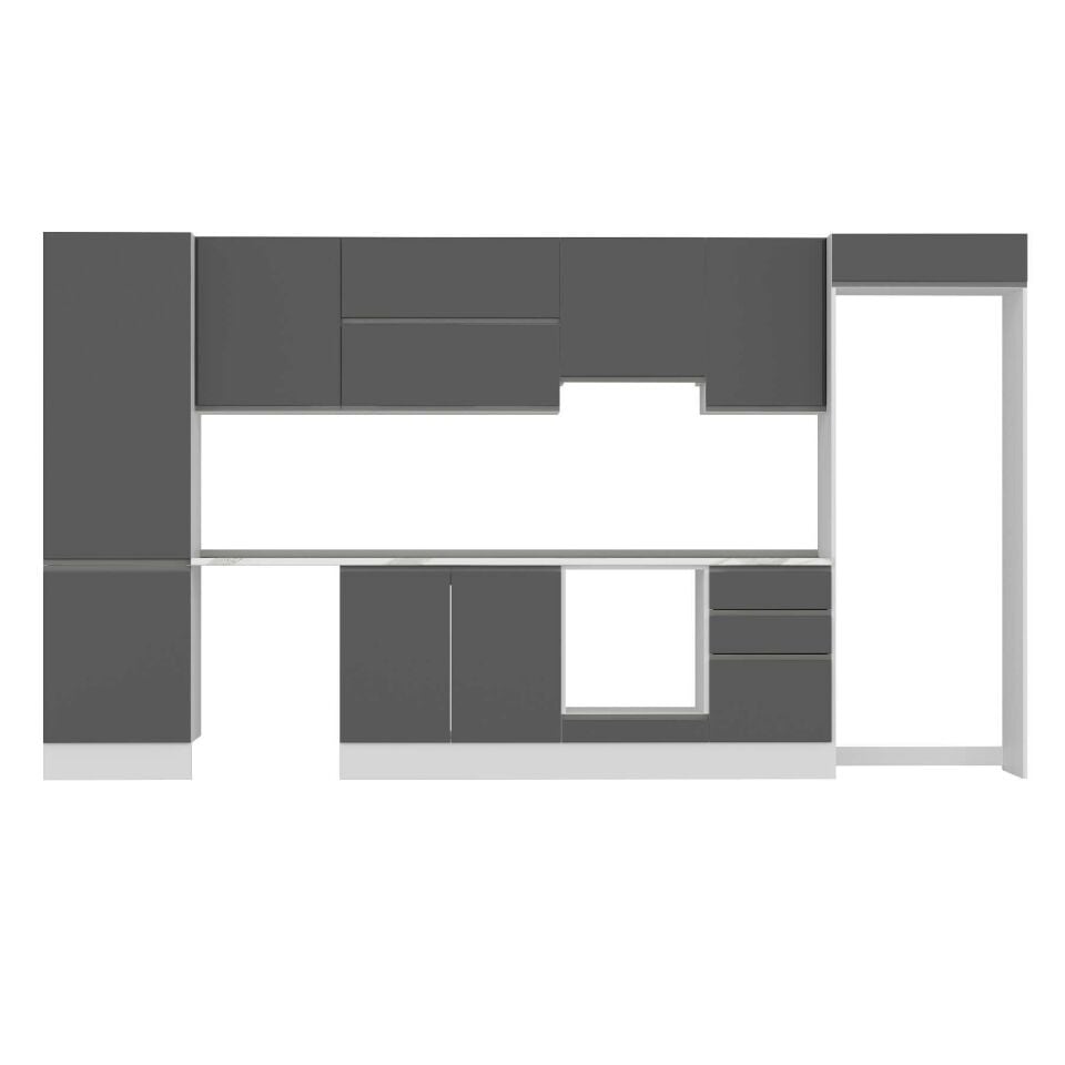 Alvinka 400x222 Cm High Gloss Mutfak Dolabı Mbb-E90B60S50-1 High Gloss | Antrasit - Suntalam