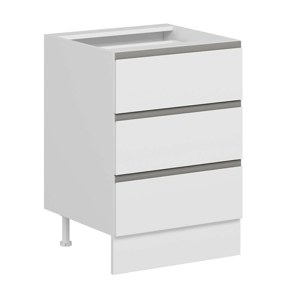 Alvinka Mutfak Modül Hg_J Alt 3Ç 60Cm Dolap Beyaz Beyaz