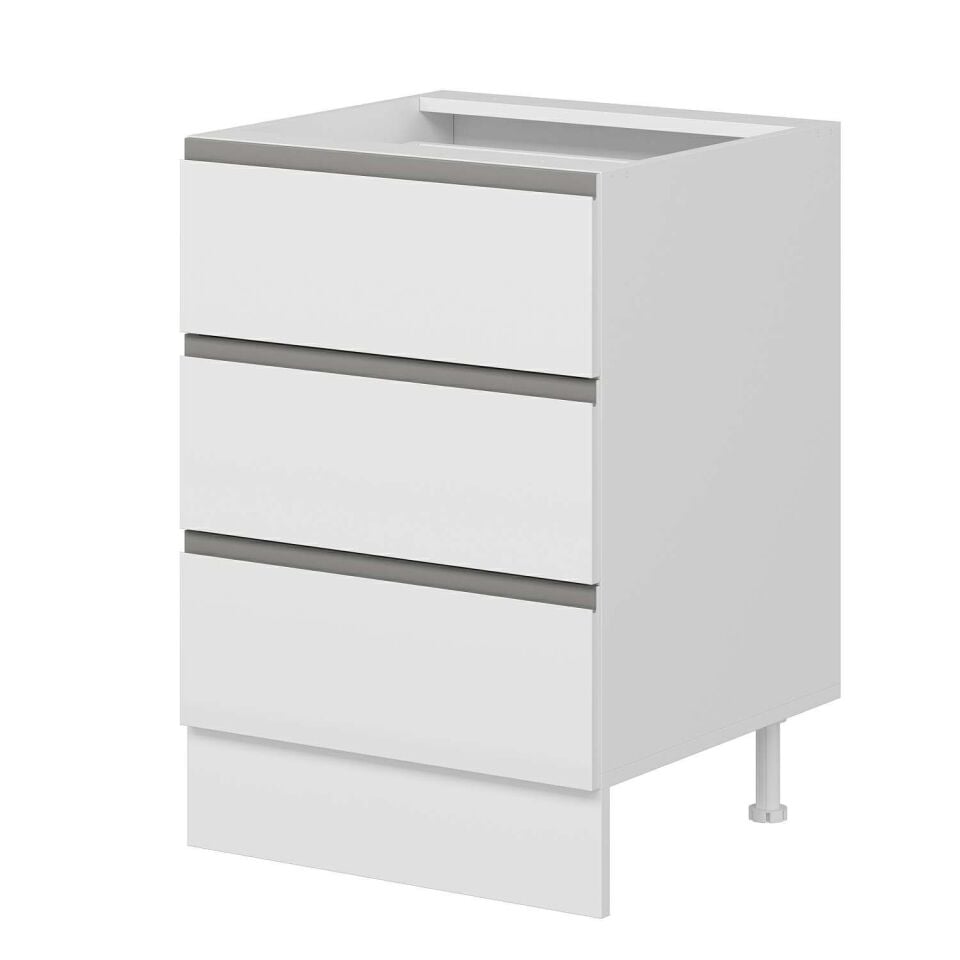 Alvinka Mutfak Modül Hg_J Alt 3Ç 60Cm Dolap Beyaz Beyaz