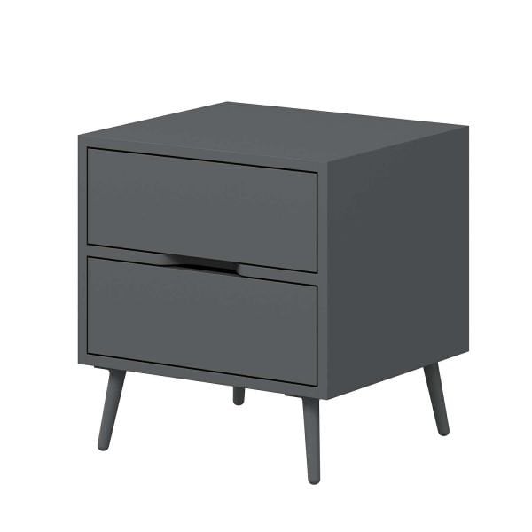 Elina Ayaklı 2 Çekmeceli Komodin - Antrasit/Antrasit