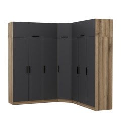 Minar Kale 7 Kapaklı 4 Ç Köşe Dolap + Yüklük Dore Antrasit