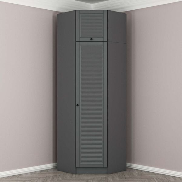 Kale 1 Kapaklı Köşe Dolap Antrasit Mebran Panjur + Yüklük