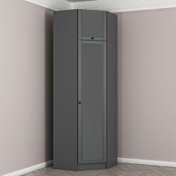 Kale 1 Kapaklı Köşe Dolap Antrasit Mebran Panjur + Yüklük