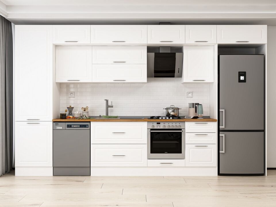 Alvinka 410X240 Cm Klasik Mebran Mutfak Dolabı Mbb-E90B60S60-2