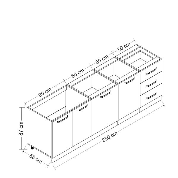 Minar 250 Cm Mutfak Dolabı Beyaz 250-B1