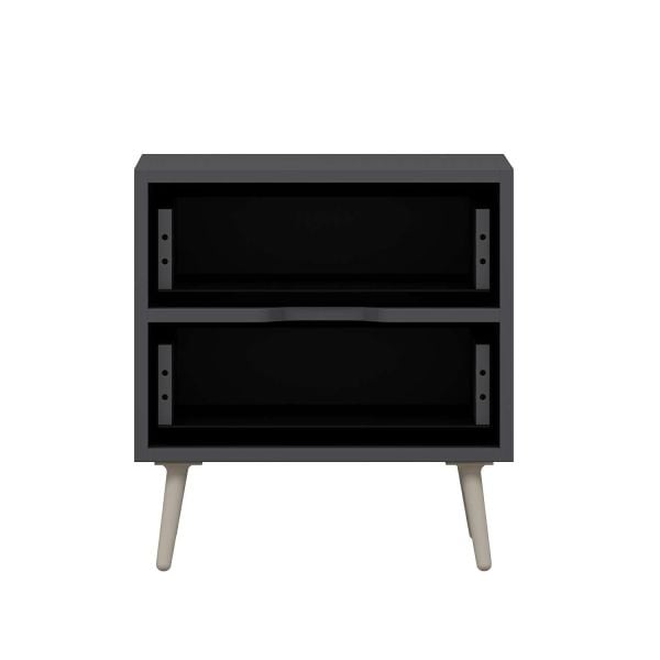 Elina Ayaklı 2 Çekmeceli Komodin - Antrasit/Kumtaşı