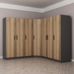 Minar Kale 7 Kapaklı 4 Ç Köşe Dolap Antrasit Dore