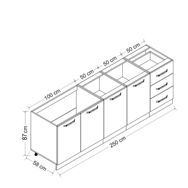 Minar 250 Cm Mutfak Dolabı Beyaz 250-B2