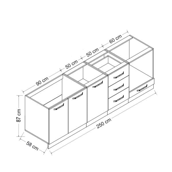 Minar 250 Cm Mutfak Dolabı Beyaz 250-B3