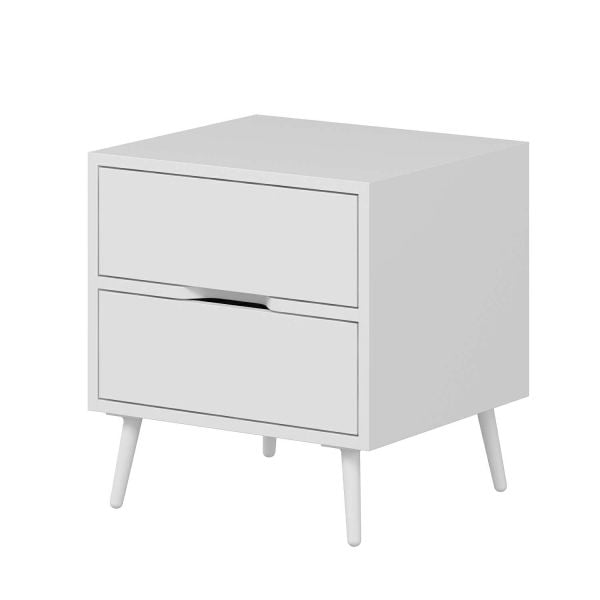 Elina Ayaklı 2 Çekmeceli Komodin - Beyaz/Beyaz
