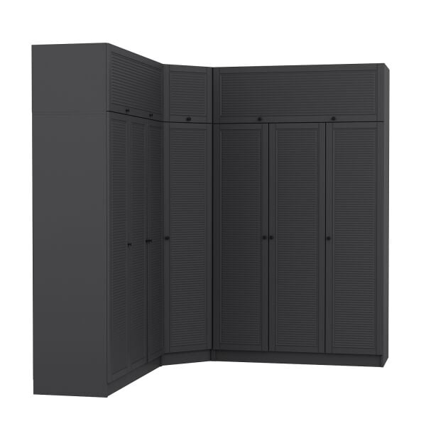 Kale 7 Kapaklı 4 Çekmeceli Köşe Dolap + Yüklük Antrasit Mebran Panjur