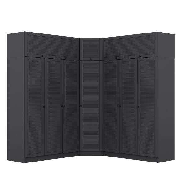 Kale 7 Kapaklı 4 Çekmeceli Köşe Dolap + Yüklük Antrasit Mebran Panjur