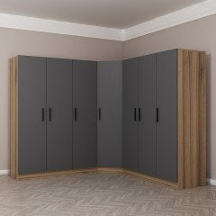 Minar Kale 7 Kapaklı 4 Ç Köşe Dolap Dore Antrasit