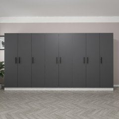 Minar Kale 8 Kapaklı 4 Çekmeceli Dolap Beyaz Antrasit