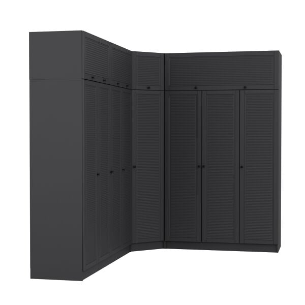 Kale 8 Kapaklı 4 Çekmeceli Köşe Dolap + Yüklük Antrasit Mebran Panjur 235CM