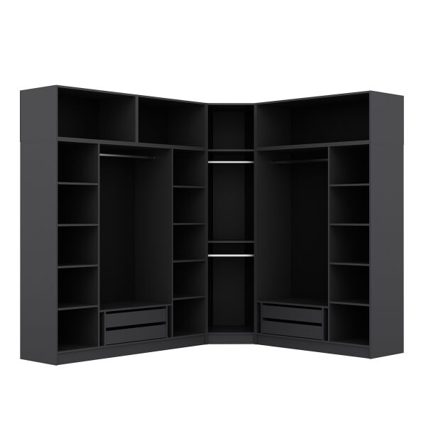 Kale 8 Kapaklı 4 Çekmeceli Köşe Dolap + Yüklük Antrasit Mebran Panjur 235CM