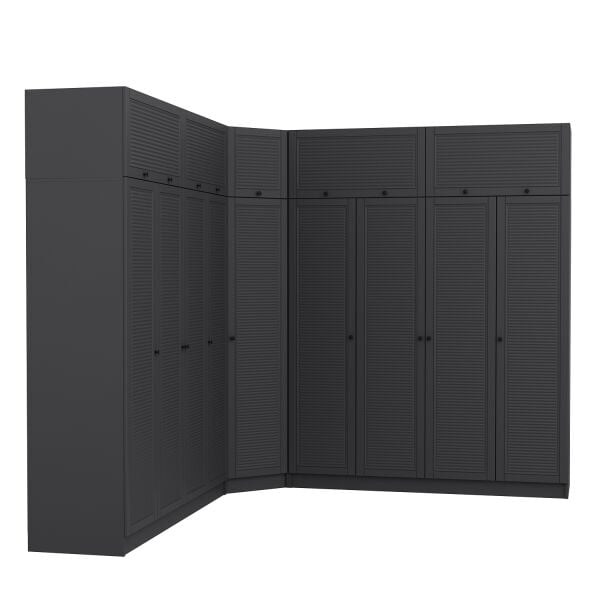 Kale 9 Kapaklı 4 Çekmeceli Köşe Dolap + Yüklük Antrasit Mebran Panjur