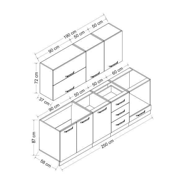 Minar 250 Cm Mutfak Dolabı Beyaz 250-B6