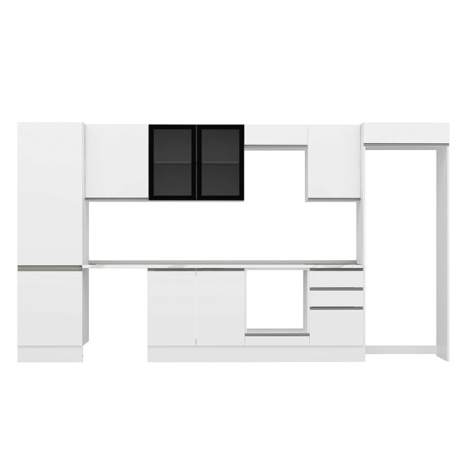 Alvinka 400X222 Cm High Gloss Mutfak Dolabı Mbb-E90B60S50-3 High Gloss | Beyaz - Mdf