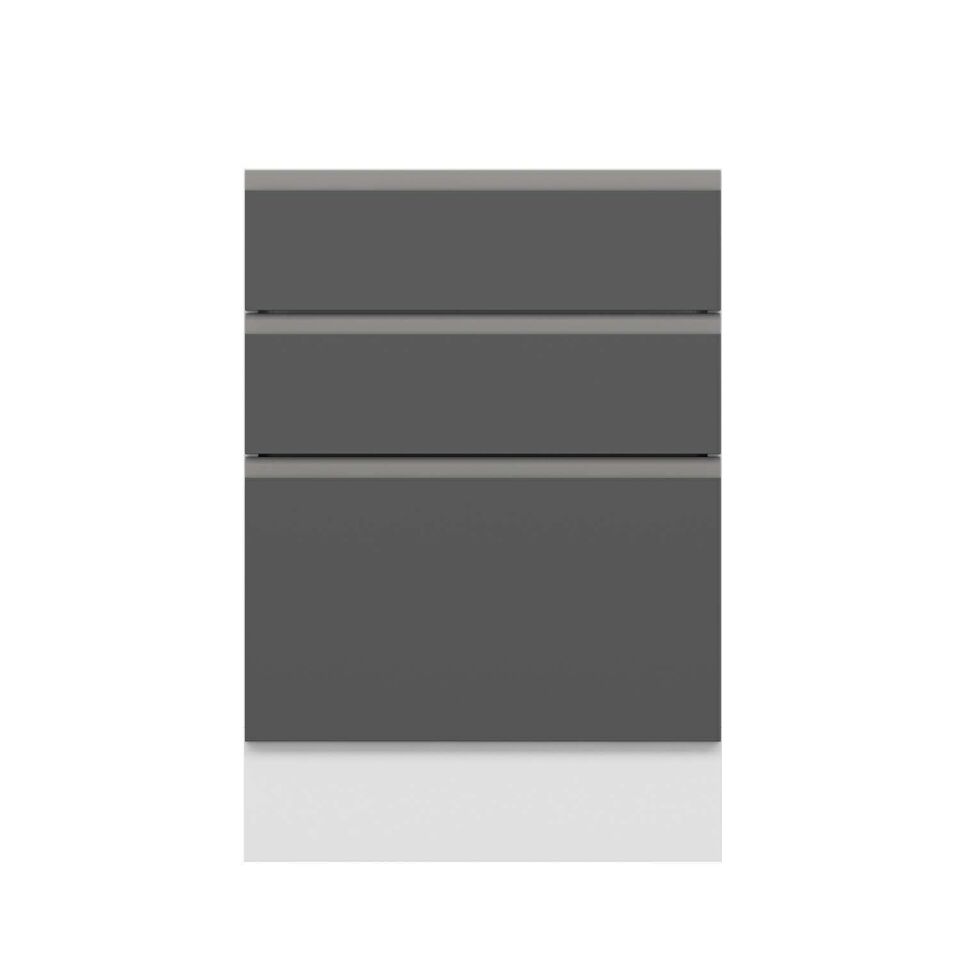 Alvinka Mutfak Modül Hg_J Alt 3Ç1B2K 60Cm Dolap Beyaz Antrasit