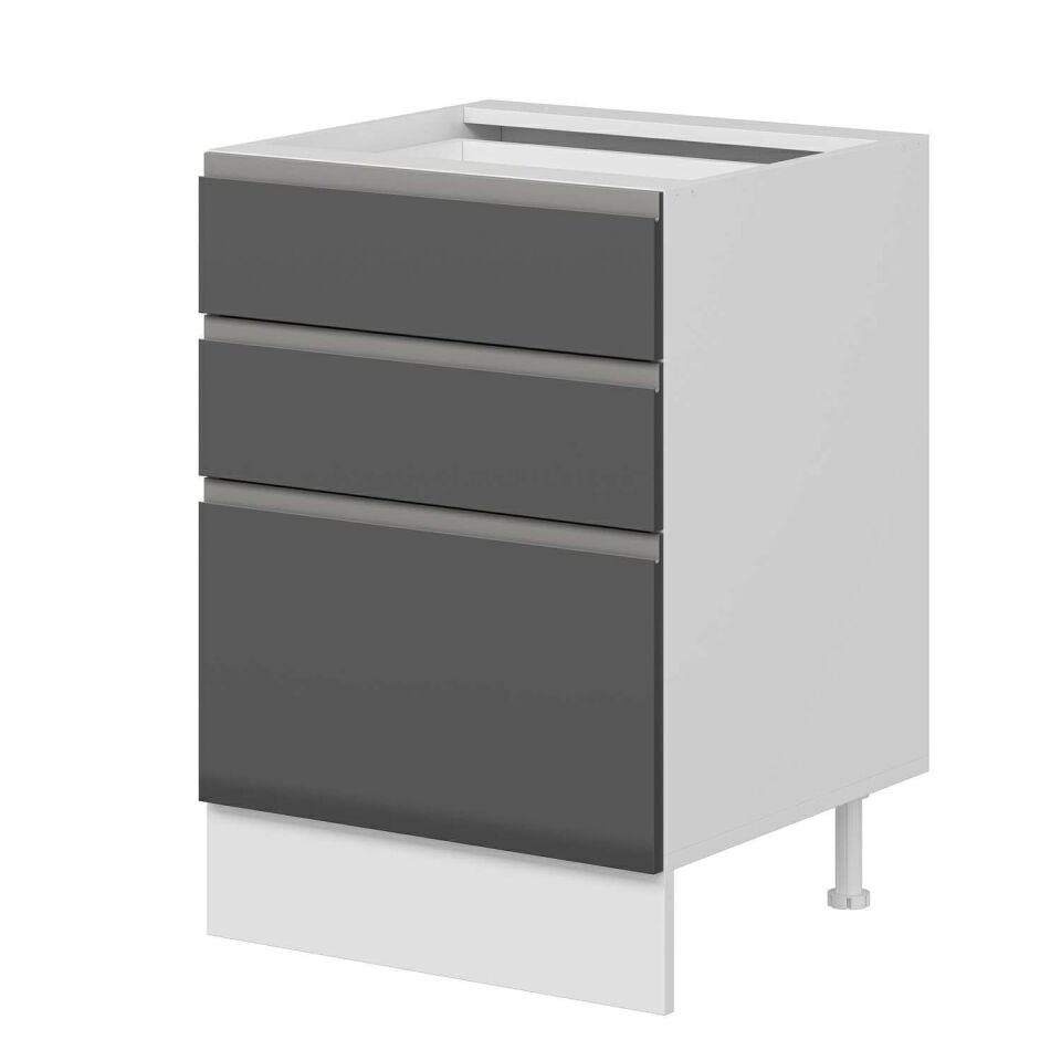 Alvinka Mutfak Modül Hg_J Alt 3Ç1B2K 60Cm Dolap Beyaz Antrasit